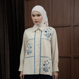 Mayoutfit Viveey Shirt | Kemeja Denim Wanita Renda Bordir Floral Embroidery