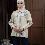 Mayoutfit Viveey Shirt | Kemeja Denim Wanita Renda Bordir Floral Embroidery