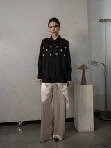 Mayoutfit Denima Shirt | Atasan Kemeja Wanita Basic Aksen Beads