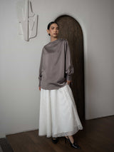 Mayoutfit Adorra Blouse | Blus Wanita Textured Silk Aksen Lipit Kancing Bahu