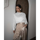 Mayoutfit Adorra Blouse | Blus Wanita Textured Silk Aksen Lipit Kancing Bahu