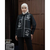 Mayoutfit Viveey Shirt | Kemeja Denim Wanita Renda Bordir Floral Embroidery