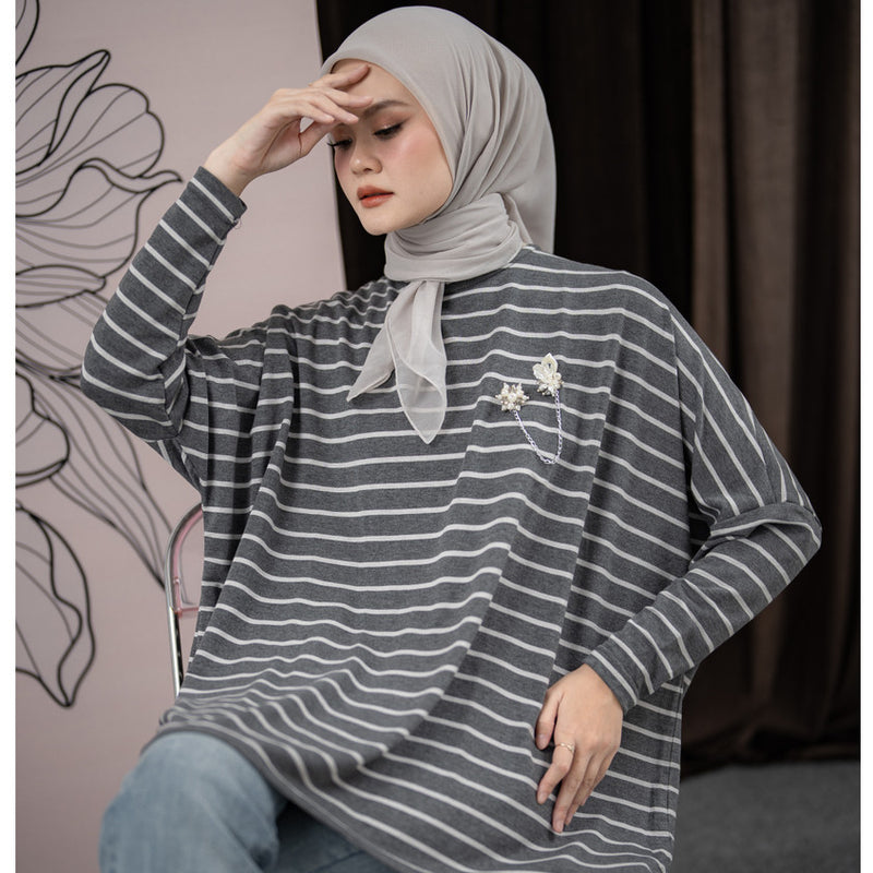 Mayoutfit Evianna Blouse | Atasan Blouse Stripe Oversize Lengan Batwing