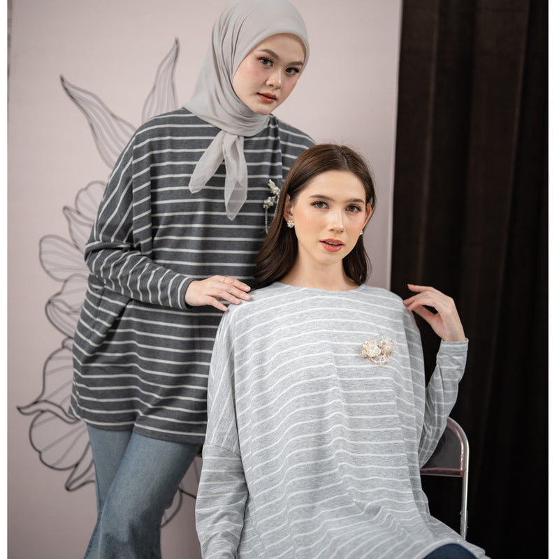 Mayoutfit Evianna Blouse | Atasan Blouse Stripe Oversize Lengan Batwing