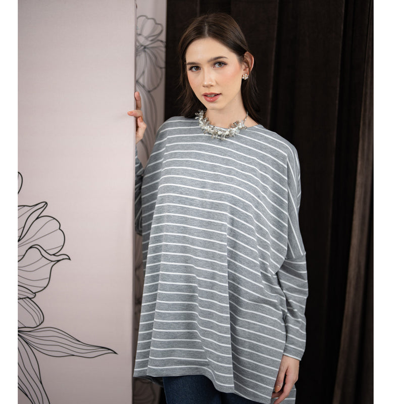 Mayoutfit Evianna Blouse | Atasan Blouse Stripe Oversize Lengan Batwing