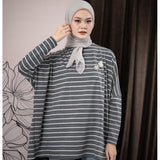 Mayoutfit Evianna Blouse | Atasan Blouse Stripe Oversize Lengan Batwing