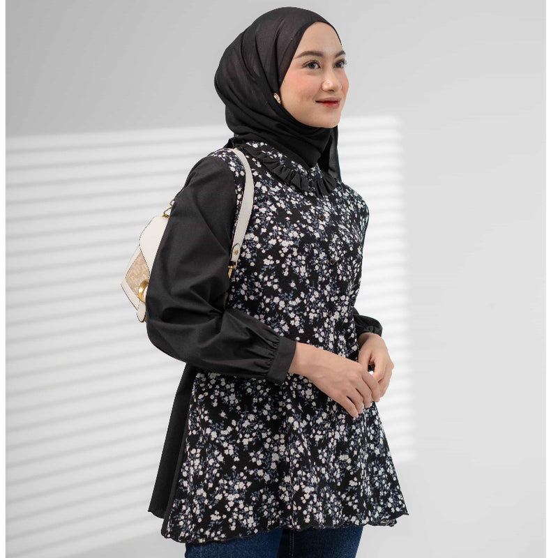 Mayoutfit Novalin Shirt | Atasan Kemeja Motif Bunga Kerah Shanghai