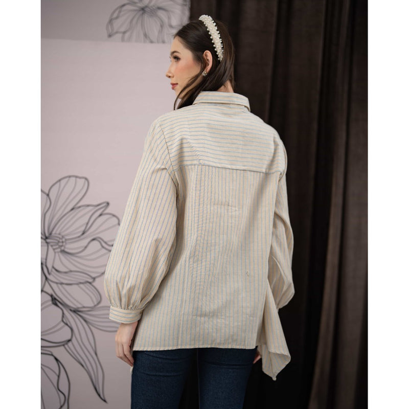 Mayoutfit Kayleen Shirt | Atasan Kemeja Flare Salur
