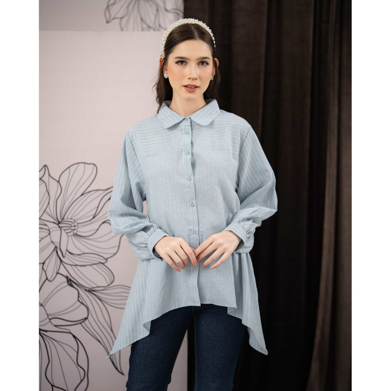 Mayoutfit Kayleen Shirt | Atasan Kemeja Flare Salur