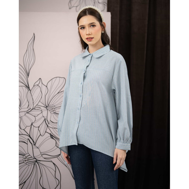 Mayoutfit Kayleen Shirt | Atasan Kemeja Flare Salur