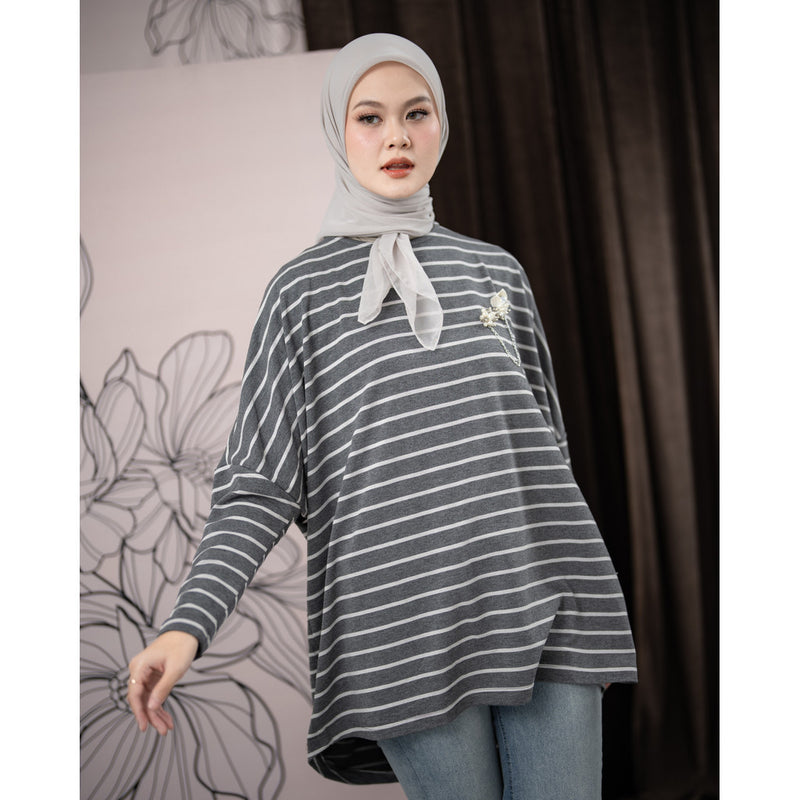 Mayoutfit Evianna Blouse | Atasan Blouse Stripe Oversize Lengan Batwing