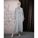 Mayoutfit Noore Mididress | Dress Kerah Frill Variasi Pita Lengan Puff
