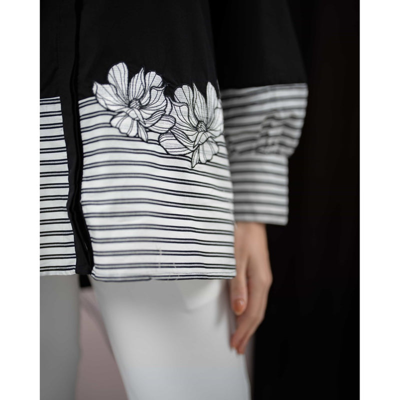 Mayoutfit Tawny Shirt | Atasan Kemeja Kombinasi Poplin Embroidery