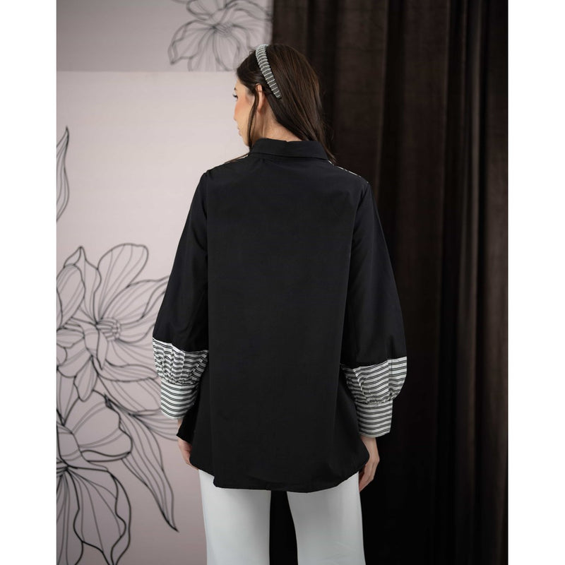 Mayoutfit Tawny Shirt | Atasan Kemeja Kombinasi Poplin Embroidery