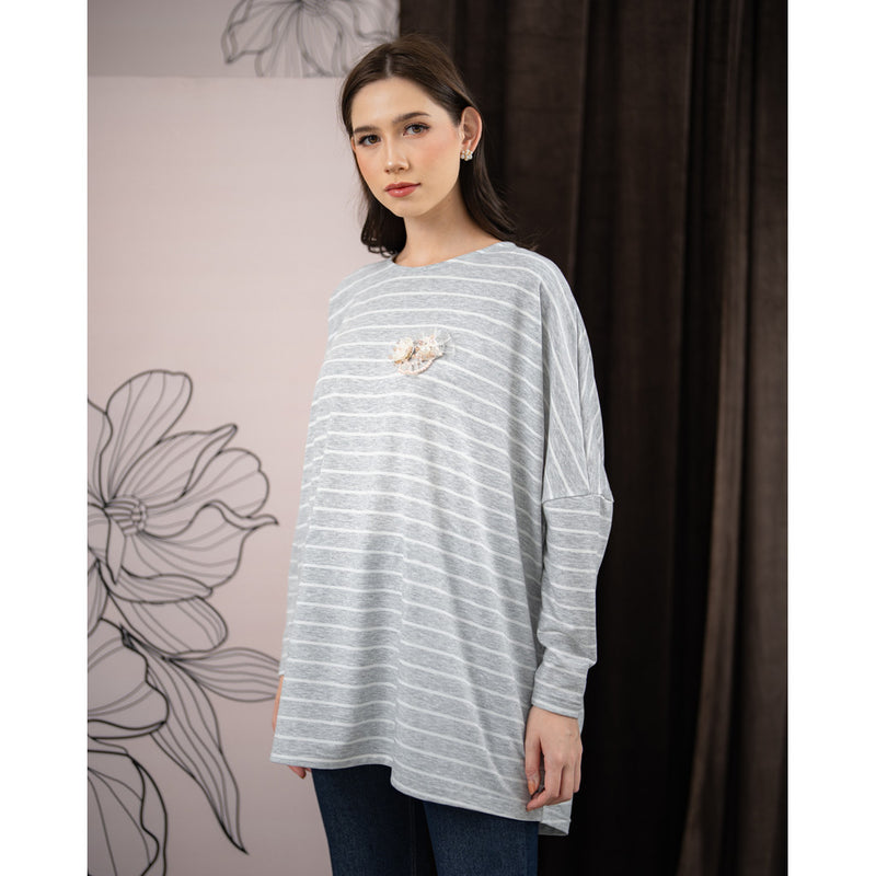 Mayoutfit Evianna Blouse | Atasan Blouse Stripe Oversize Lengan Batwing