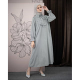 Mayoutfit Noore Mididress | Dress Kerah Frill Variasi Pita Lengan Puff