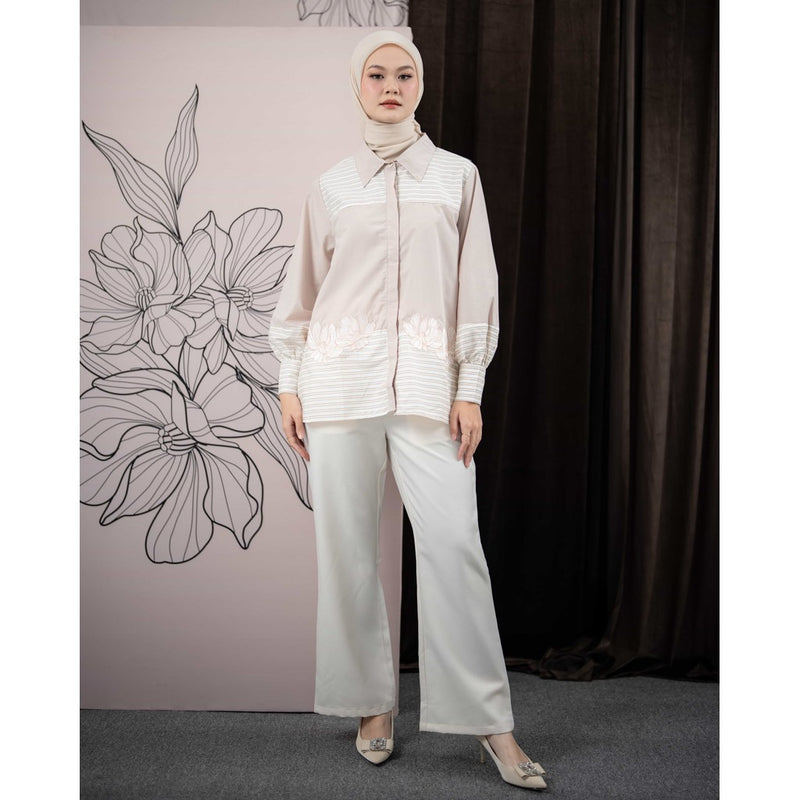 Mayoutfit Tawny Shirt | Atasan Kemeja Kombinasi Poplin Embroidery