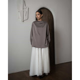 Mayoutfit Adorra Blouse | Blus Wanita Textured Silk Aksen Lipit Kancing Bahu